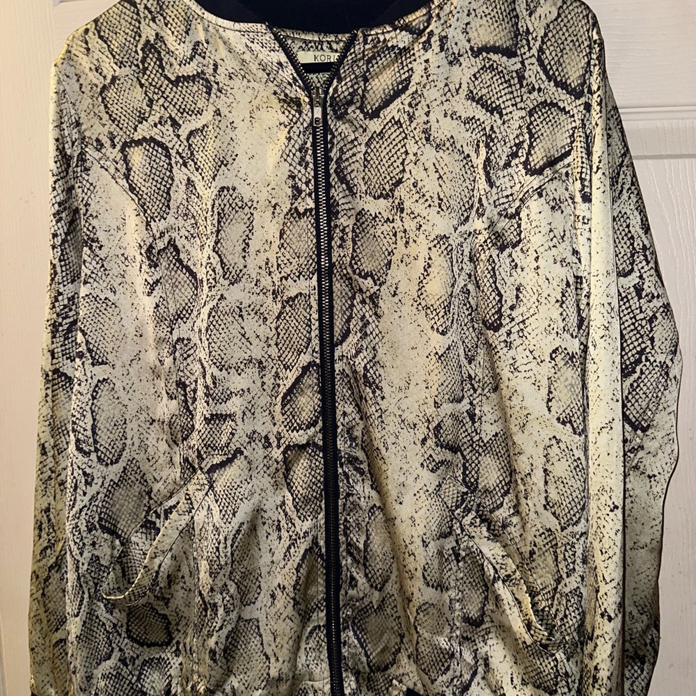 Snake Print Bomber Jacket